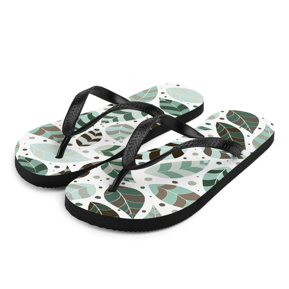 Green Leafy Ornament Flip-flops