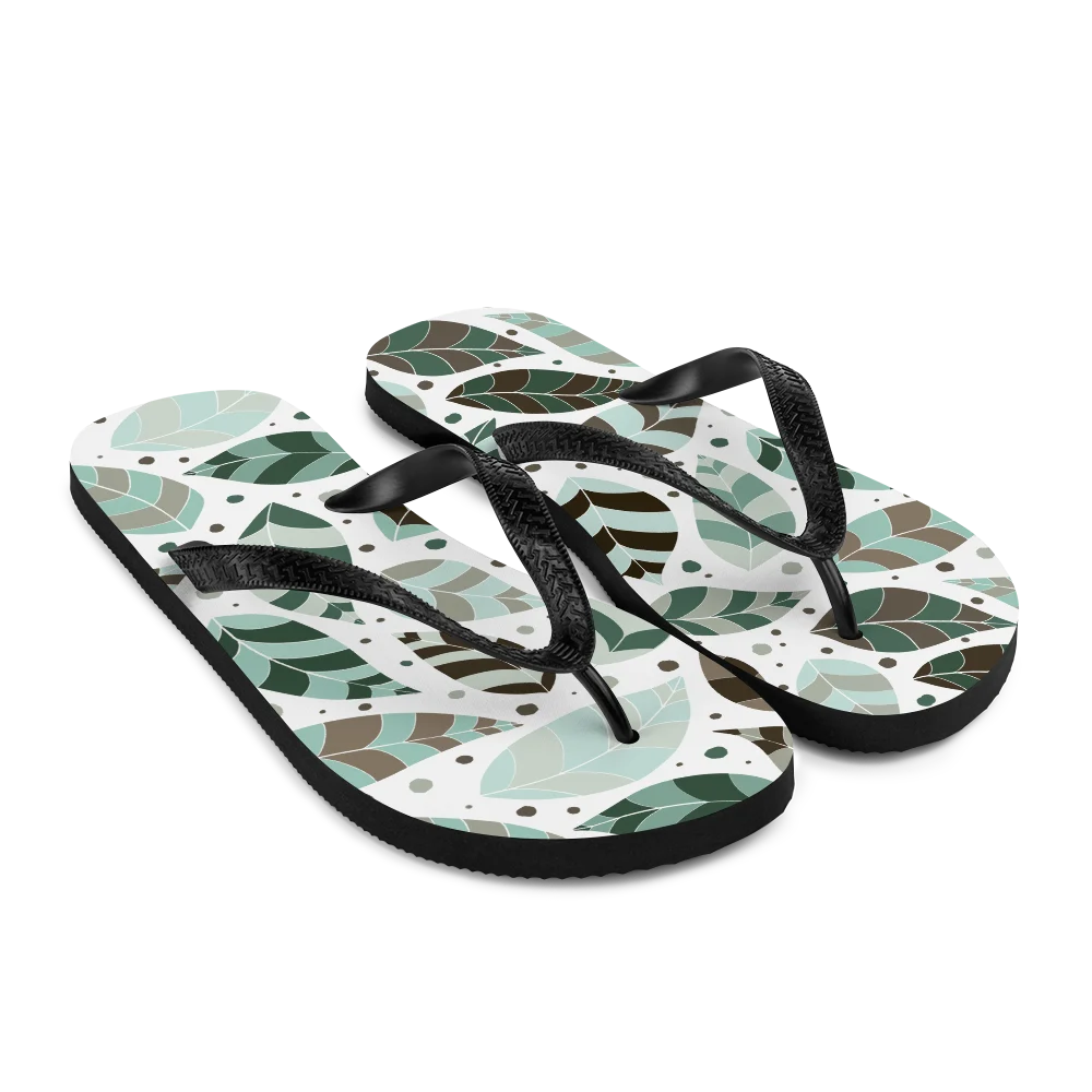 Green Leafy Ornament Flip-flops