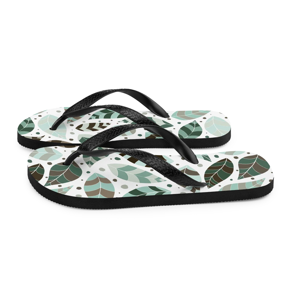 Green Leafy Ornament Flip-flops