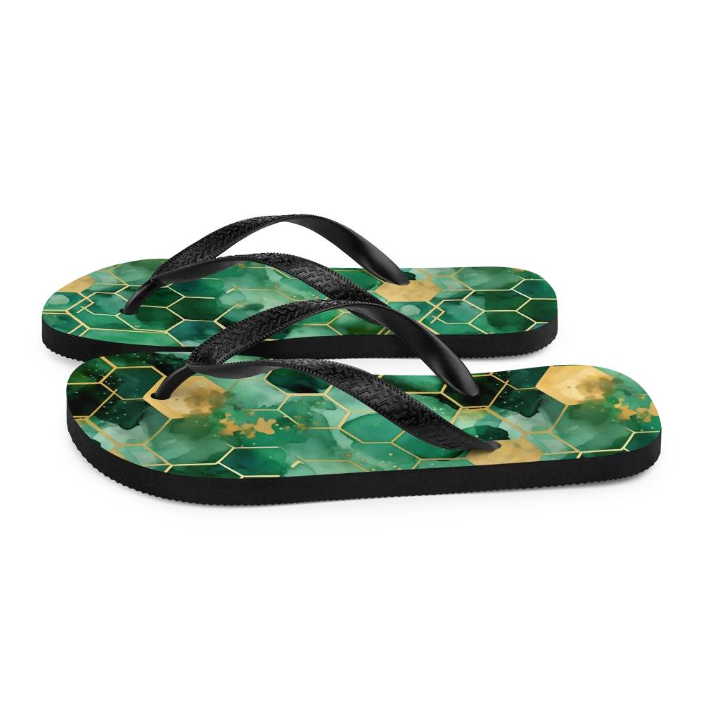 Abstract Verdant Elegance Flip-flops