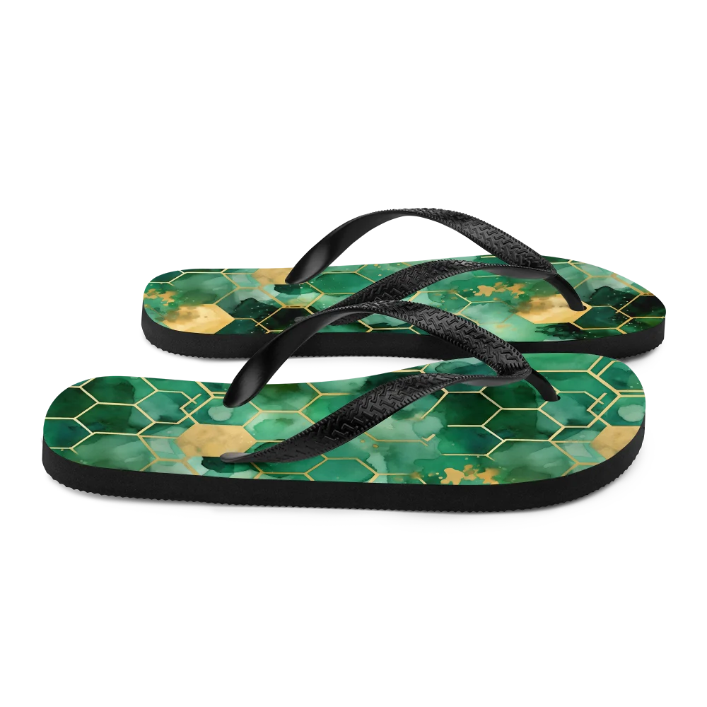 Abstract Verdant Elegance Flip-flops