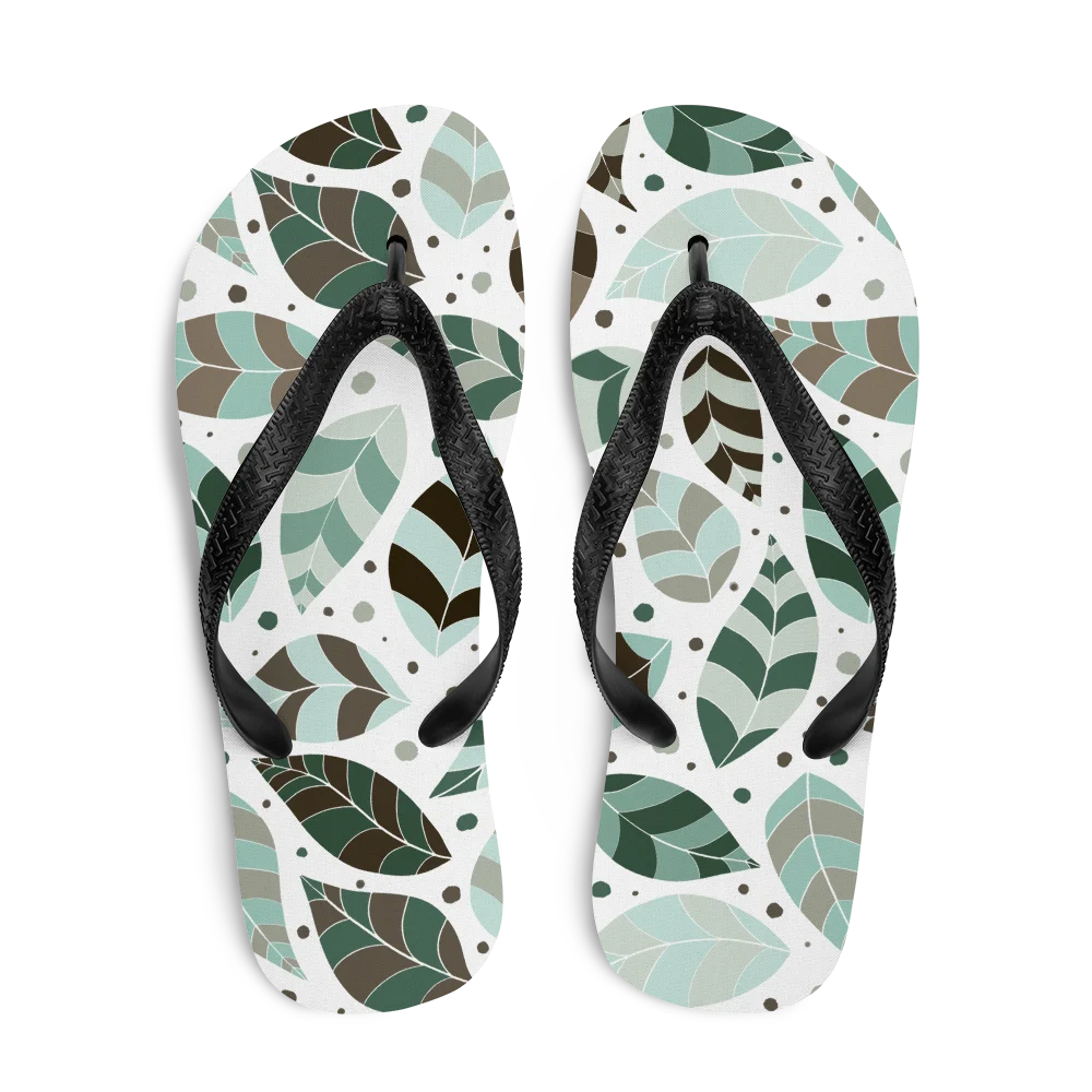 Green Leafy Ornament Flip-flops