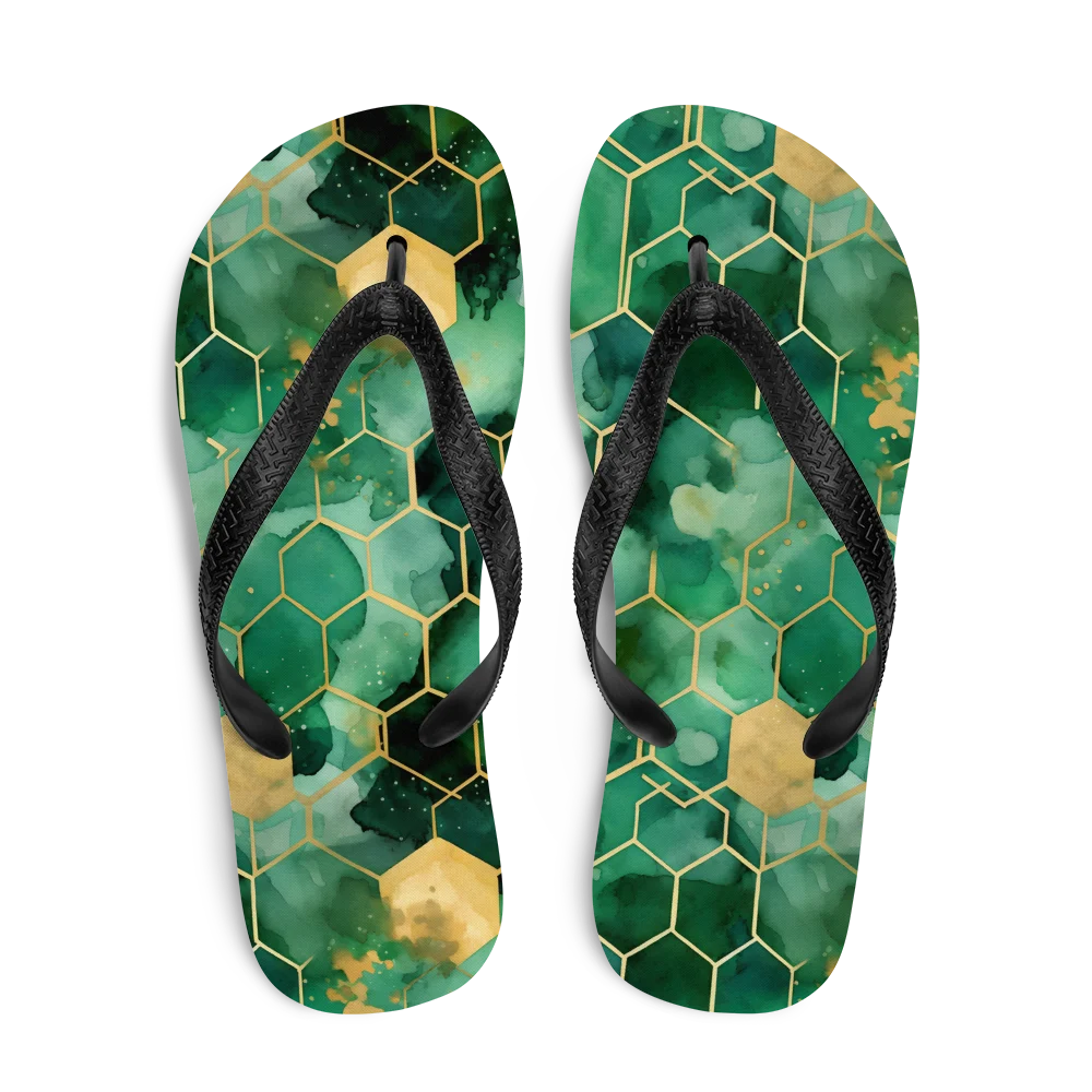 Abstract Verdant Elegance Flip-flops