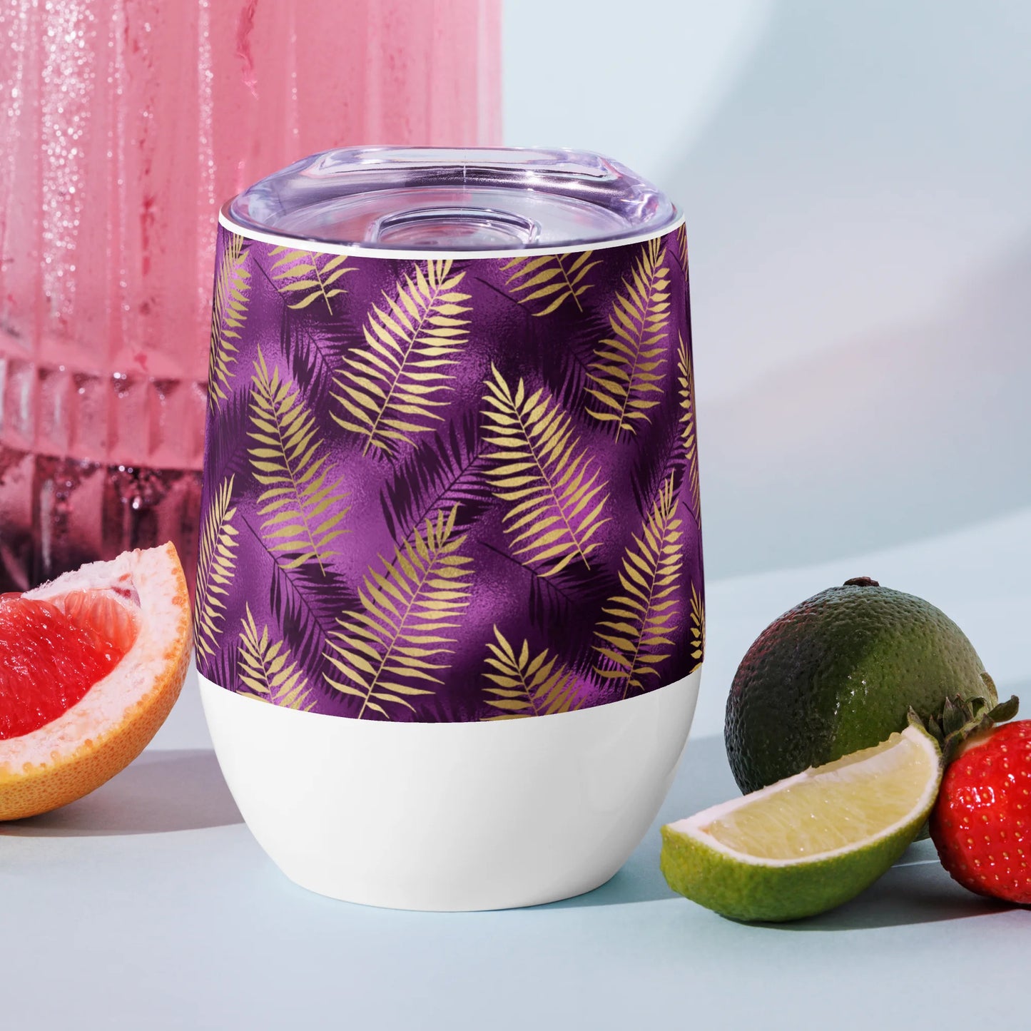 Violet & Gold Tropical Magic Wine Tumbler