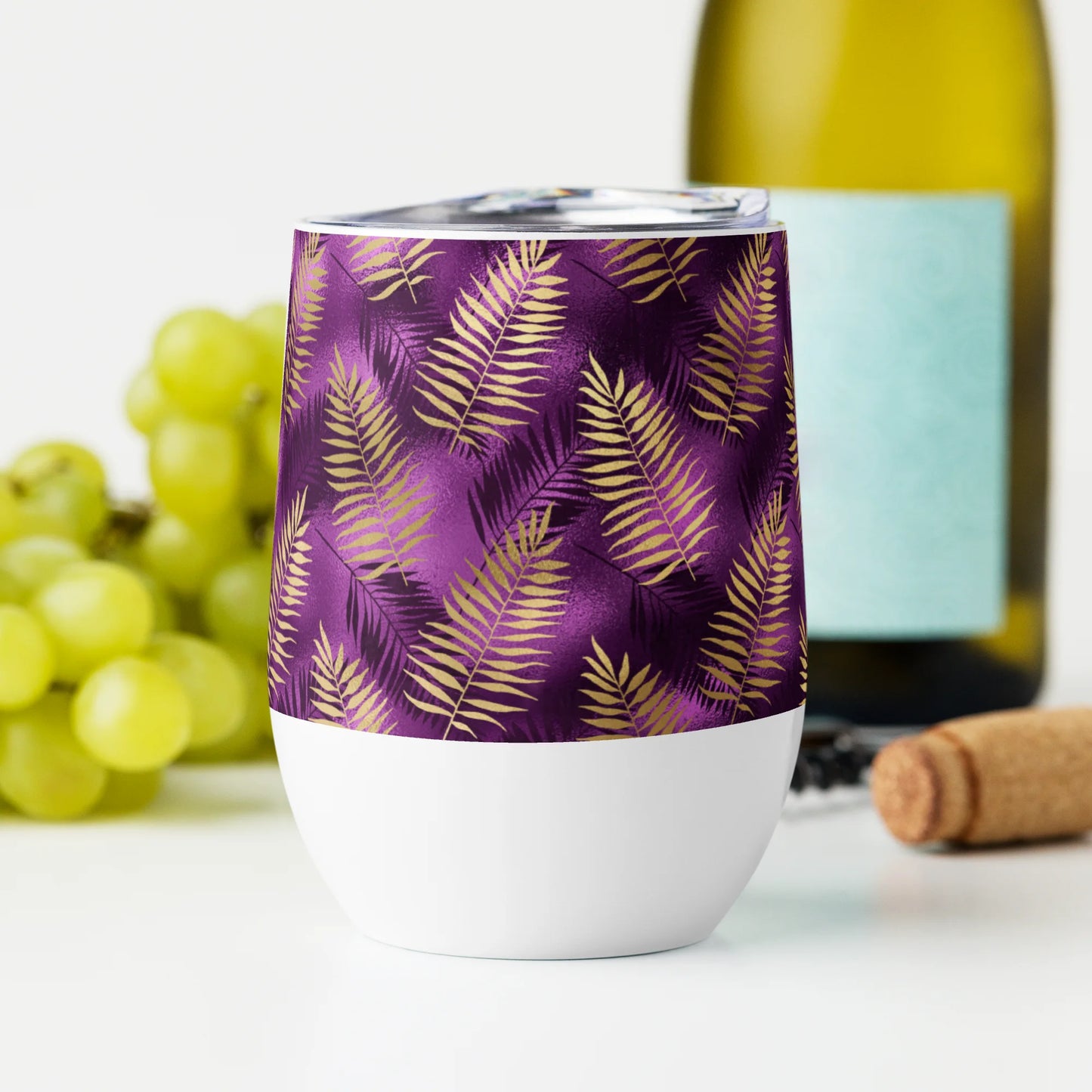 Violet & Gold Tropical Magic Wine Tumbler