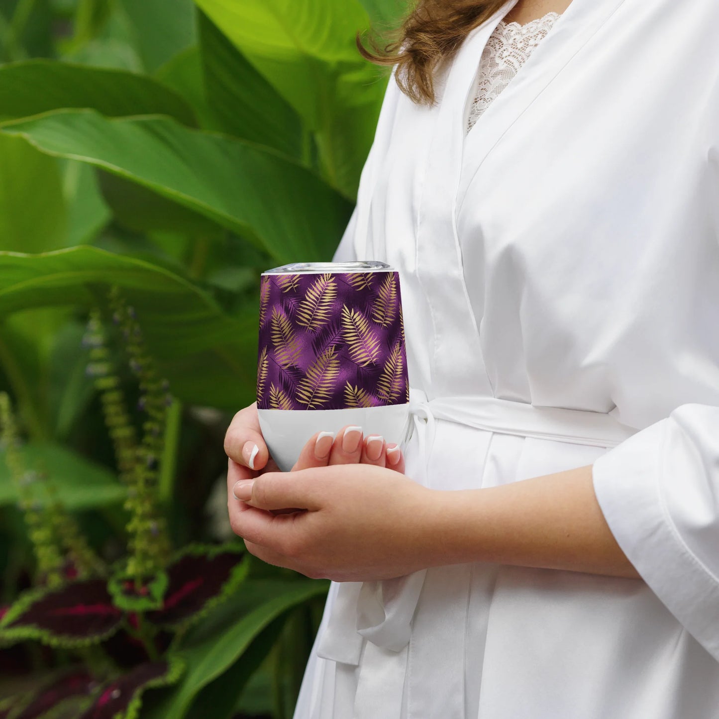 Violet & Gold Tropical Magic Wine Tumbler