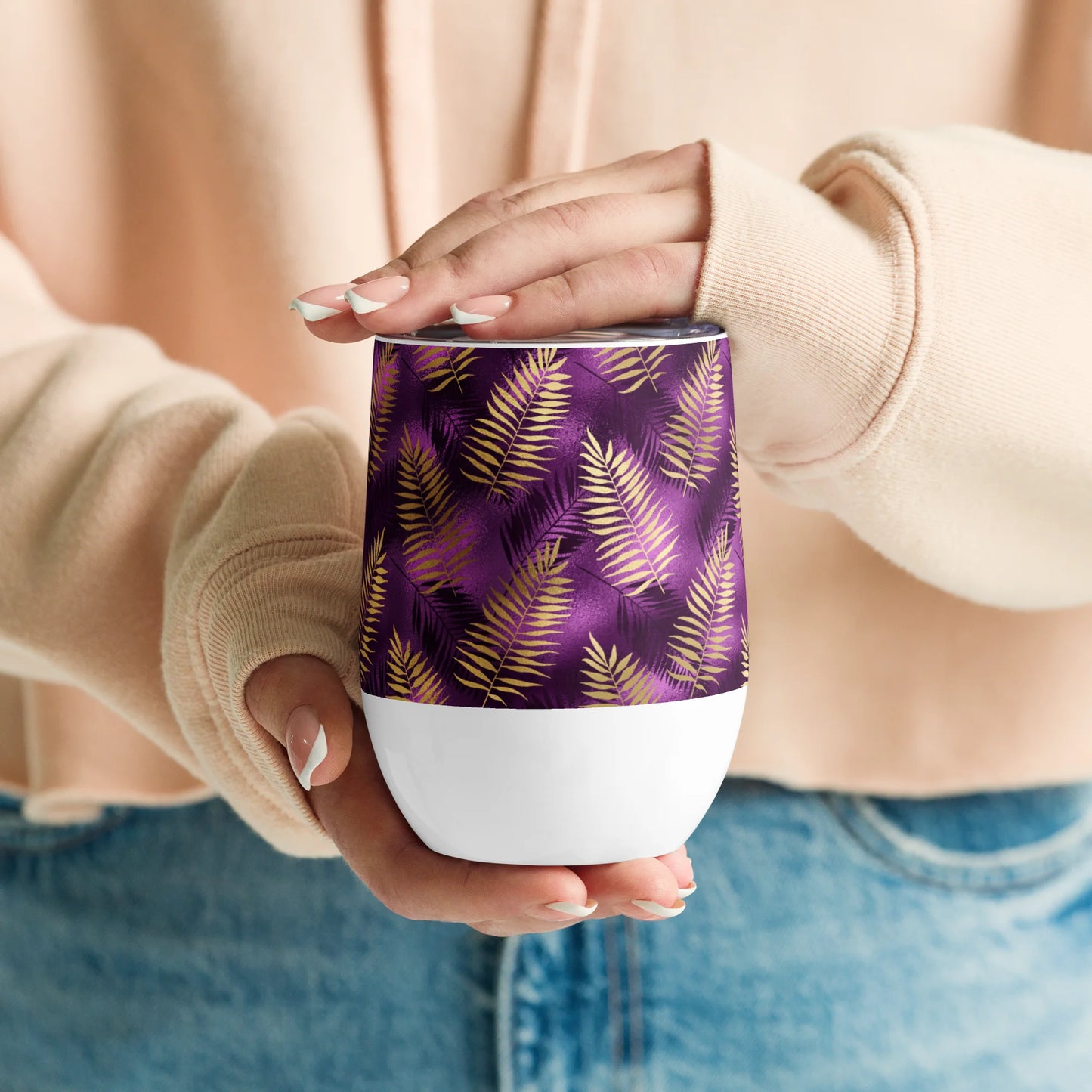 Violet & Gold Tropical Magic Wine Tumbler