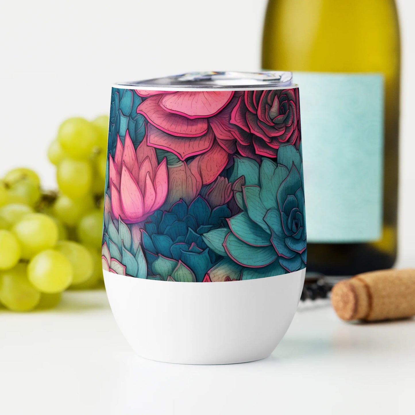 Bright Eternal Flowers Fantasy Wine Tumbler