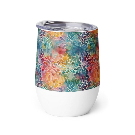 Colorful Summer Floral Abstraction Wine Tumbler