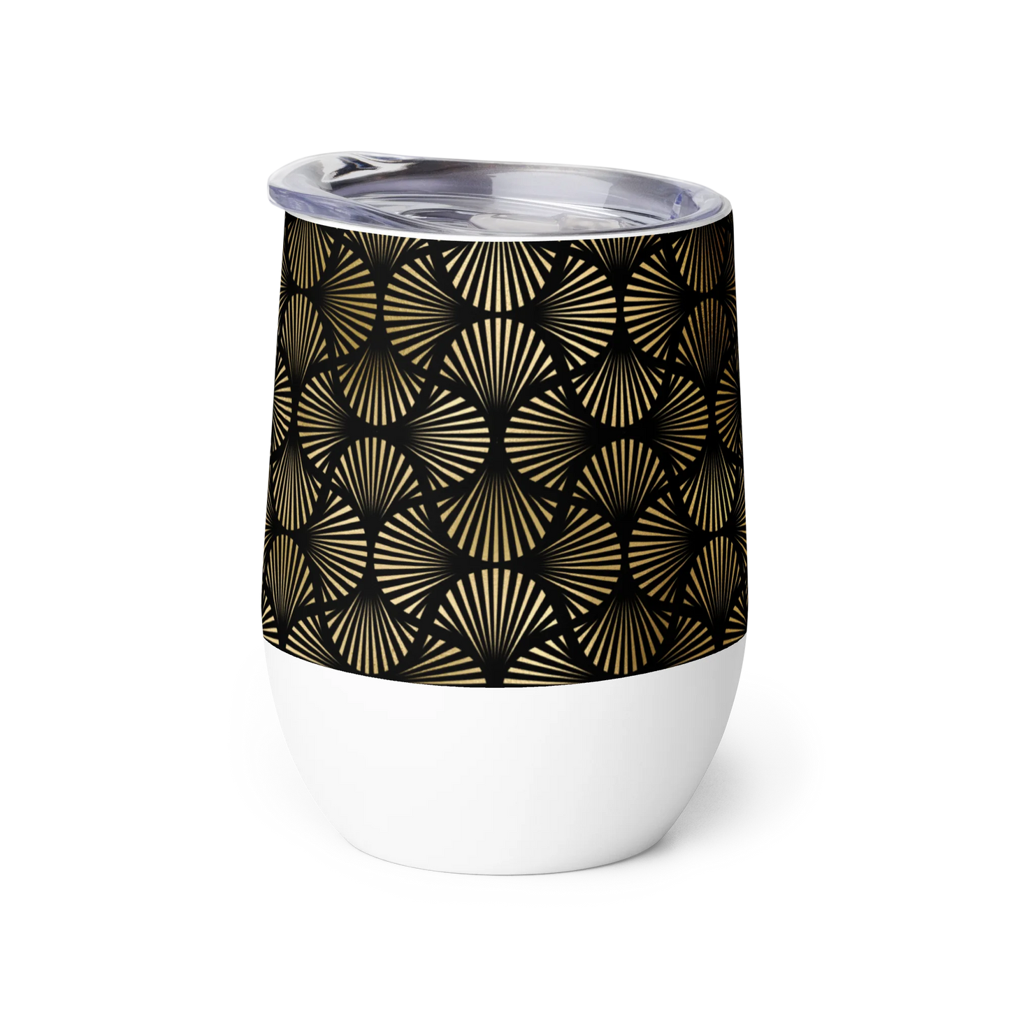 Black And Gold Art Deco Flower Reflections Wine Tumbler