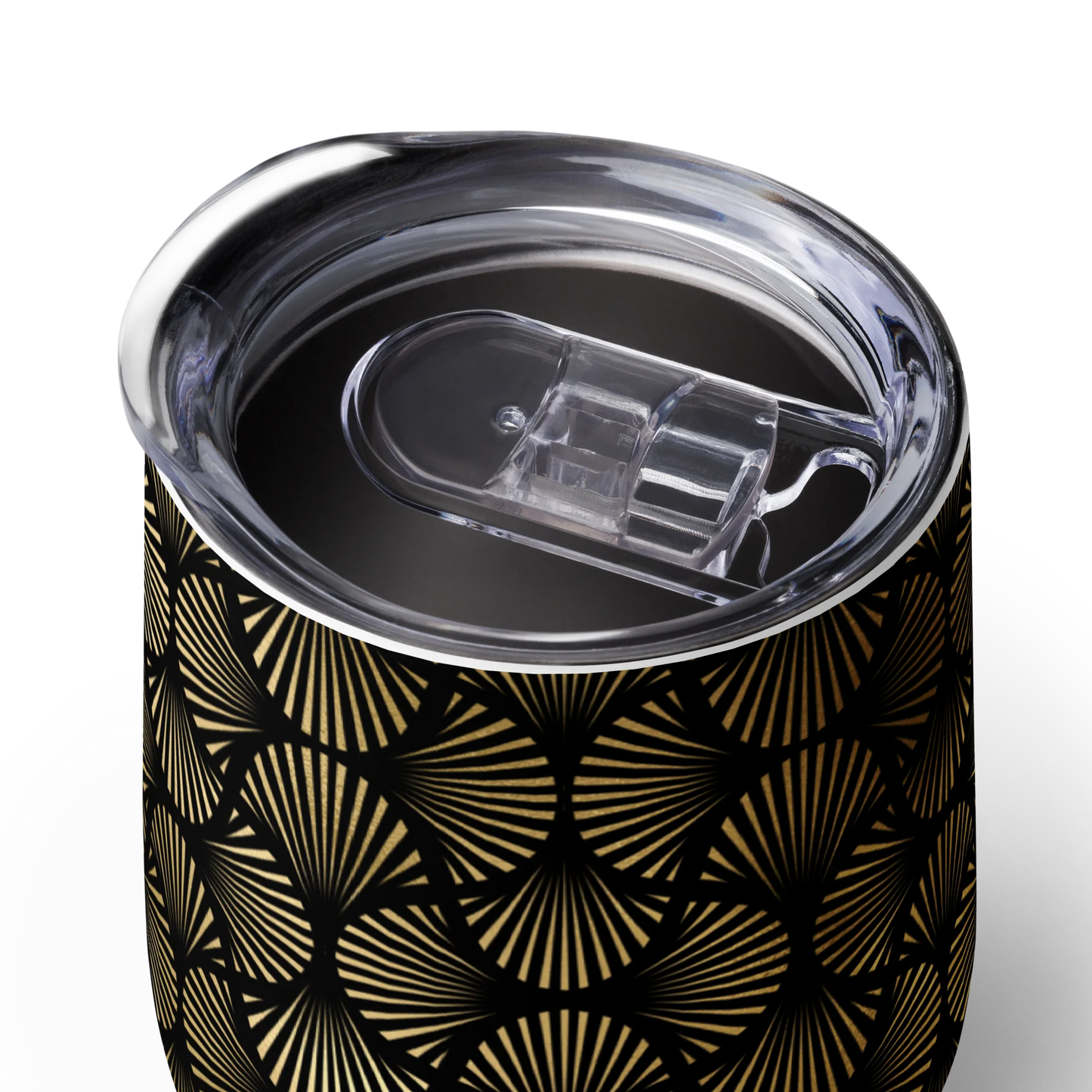 Black And Gold Art Deco Flower Reflections Wine Tumbler