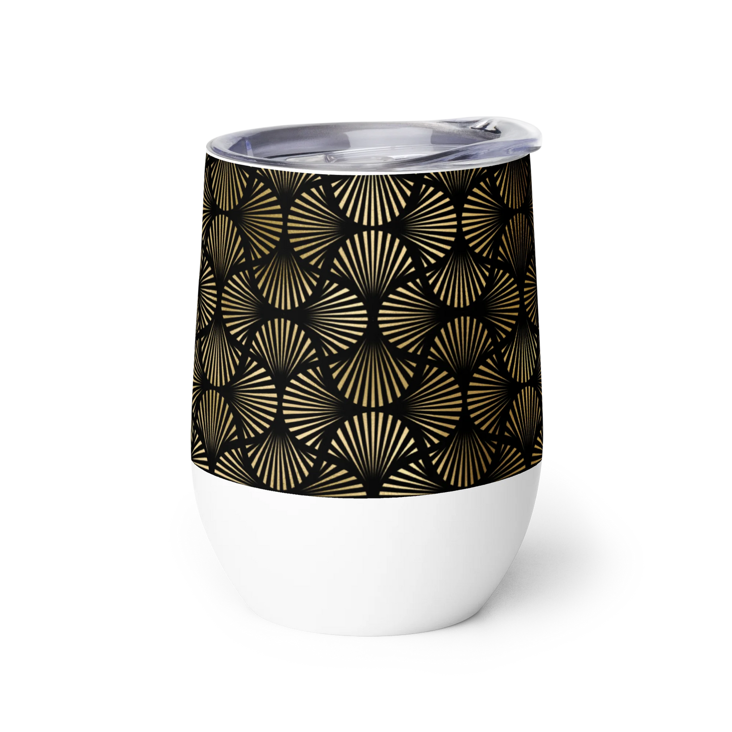 Black And Gold Art Deco Flower Reflections Wine Tumbler