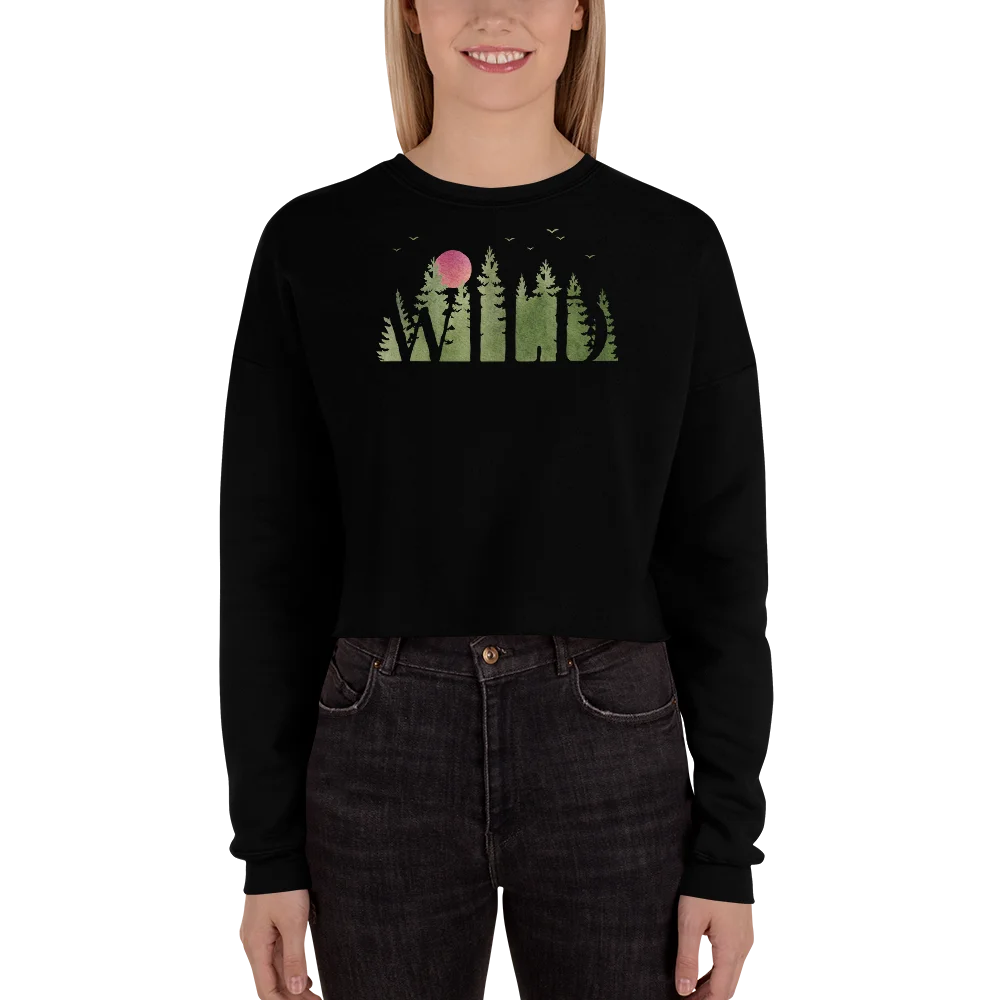 "Wild Soul in Green Shades" Crop Sweatshirt