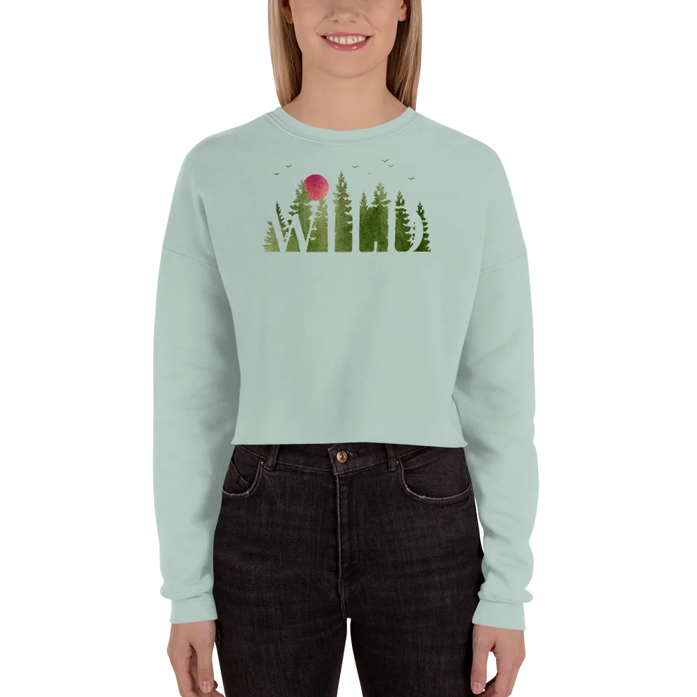 "Wild Soul in Green Shades" Crop Sweatshirt