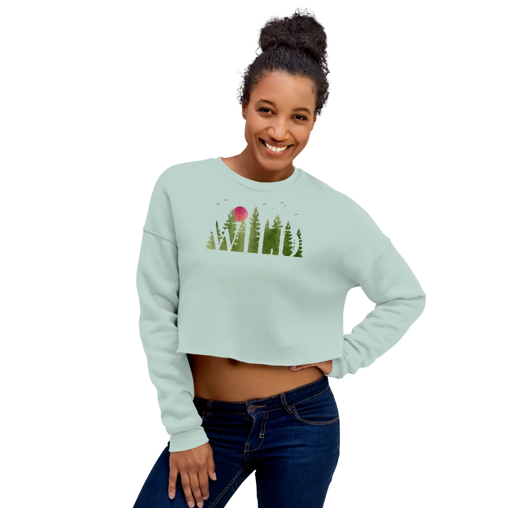 "Wild Soul in Green Shades" Crop Sweatshirt