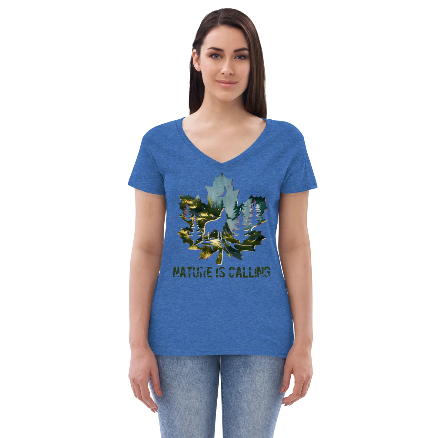"Nature is calling" Recycled V-neck T-shirt