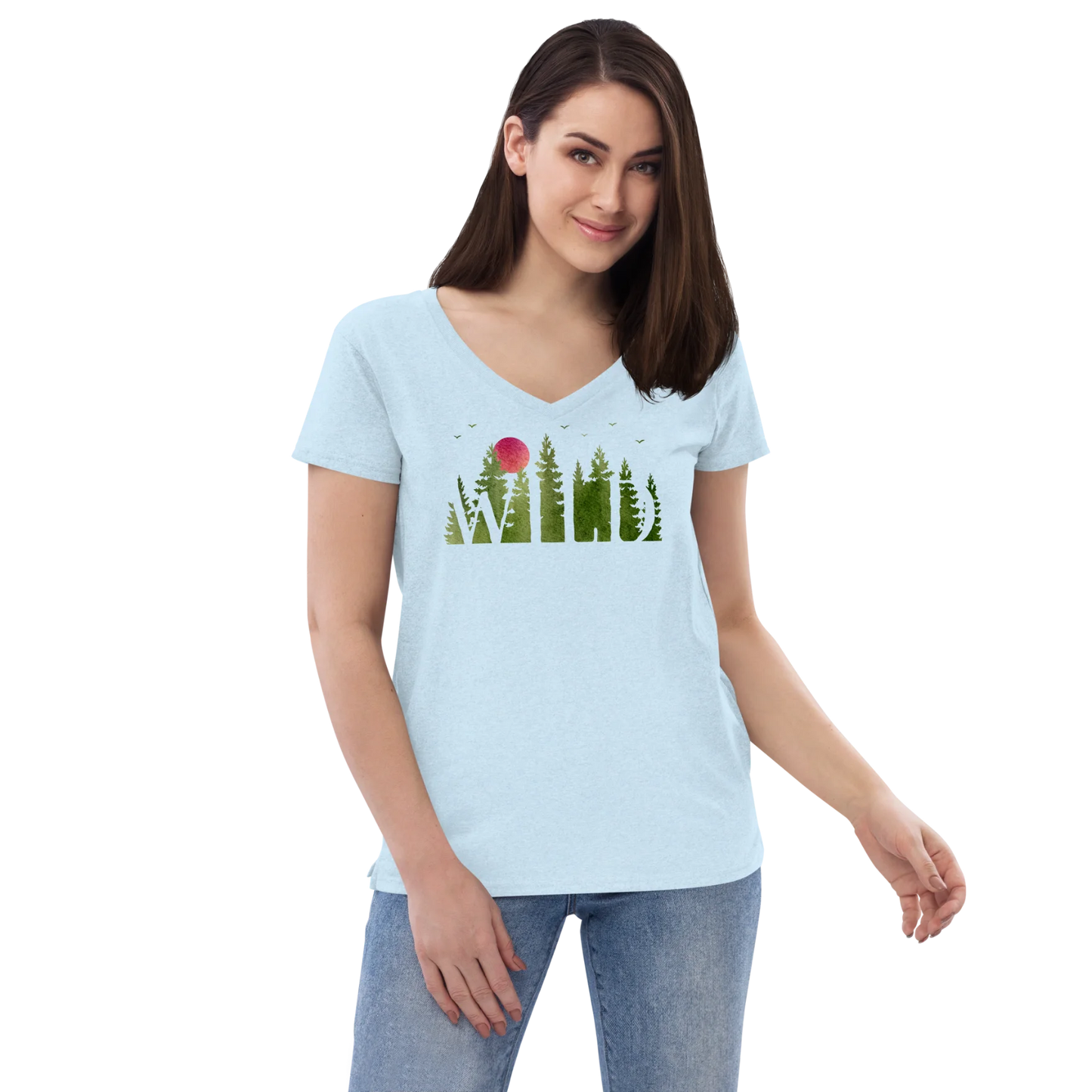 "Wild Soul in Green Shades" Recycled V-neck T-shirt