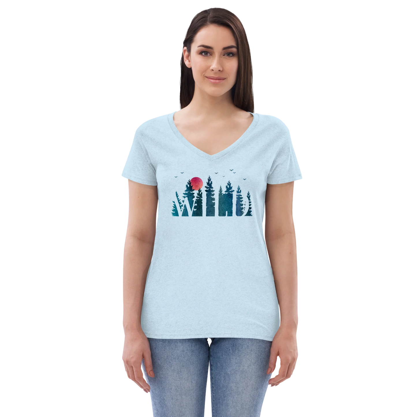 "Wild Soul in Blue Shades" Recycled  V-neck T-shirt
