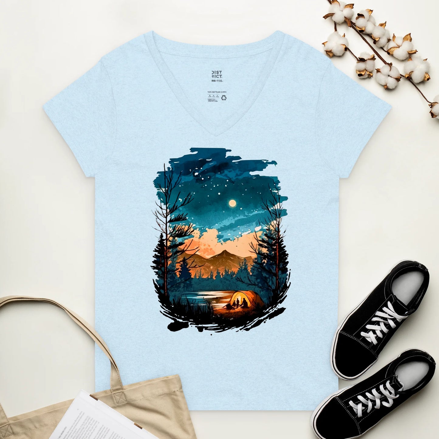 "Lost in Nature's Embrace" Recycled V-neck T-shirt