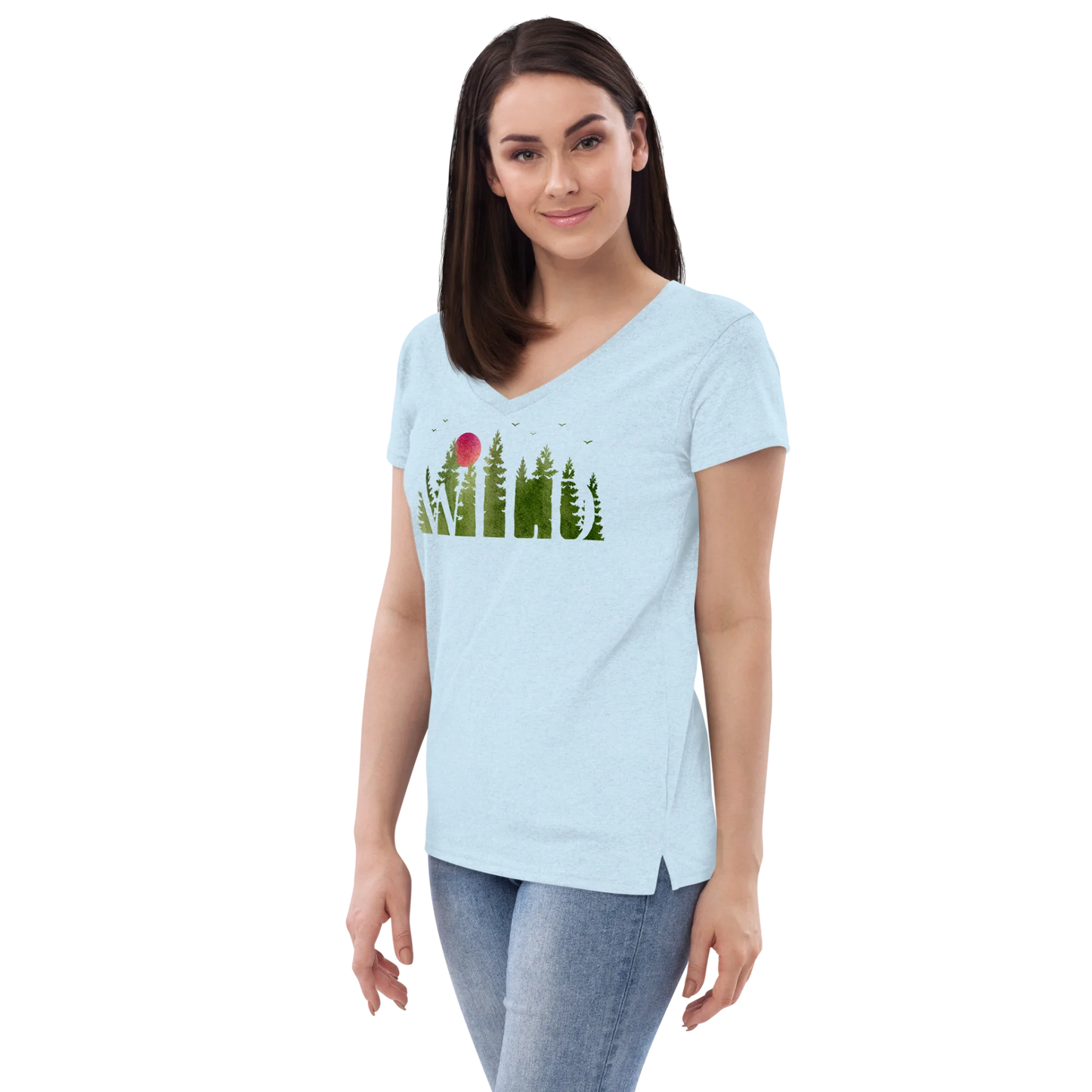 "Wild Soul in Green Shades" Recycled V-neck T-shirt