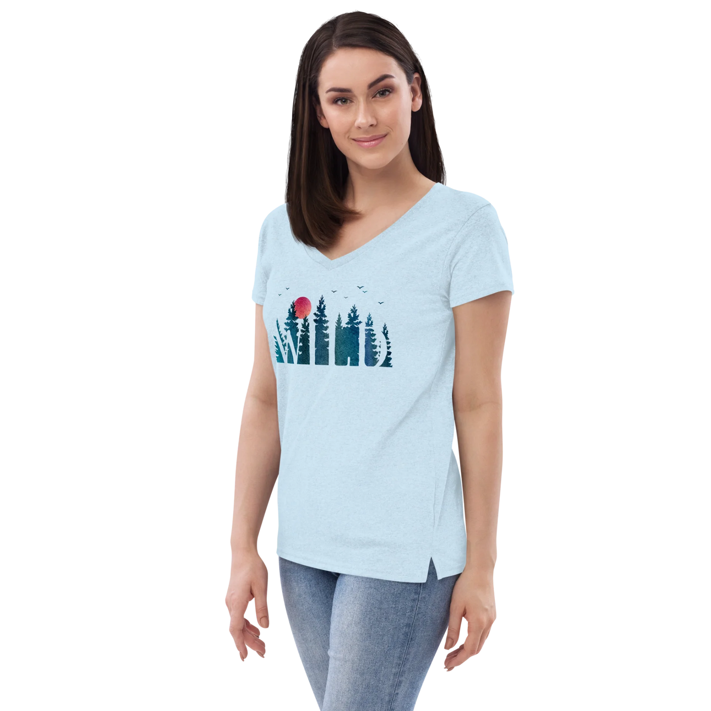 "Wild Soul in Blue Shades" Recycled  V-neck T-shirt