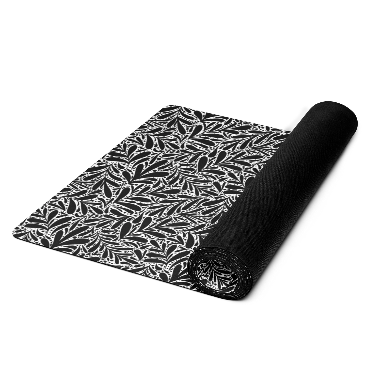 Black Leafy Luxury Yoga Mat