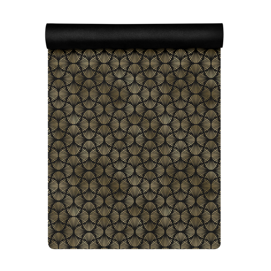Black And Gold Art Deco Flower Reflections Yoga Mat